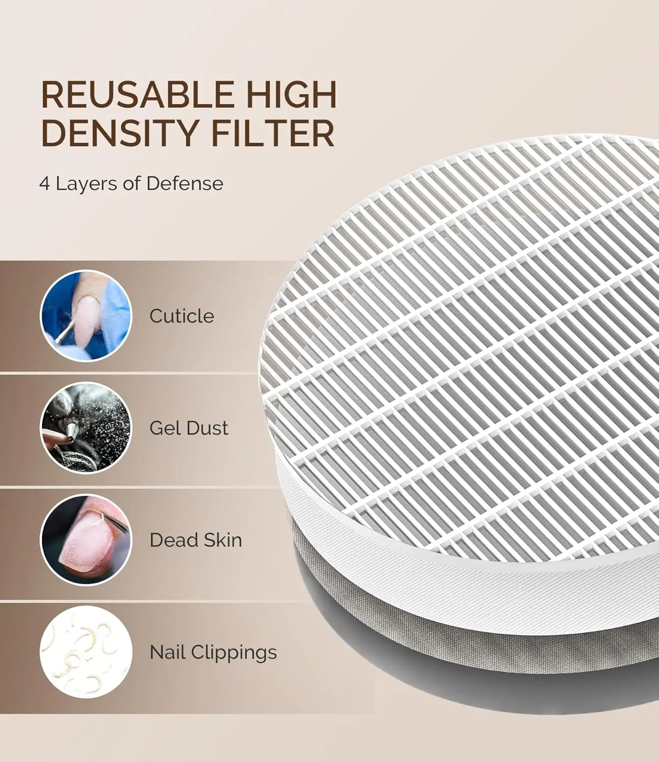 Professional Nail Dust Collector with Max Suction Power, 4500RPM Vacuum Fan, 3 Modes & Touch Control for Salon Use in Purple