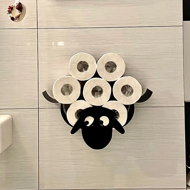 

Sheep tissue holder creative bathroom storage rack without punching toilet paper roll paper wall hanging toilet paper box