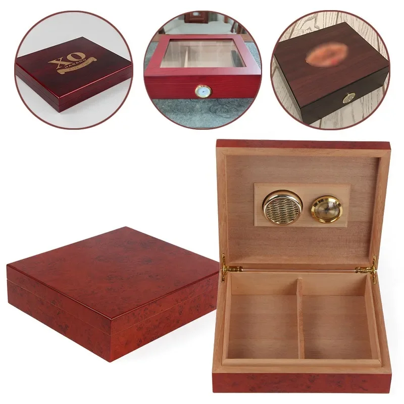 

20 Count Cedar Wood Cigar Humidor Box Portable Travel Cigar Storage Case Box with Humidifier Hygrometer Cigar Moisturizing