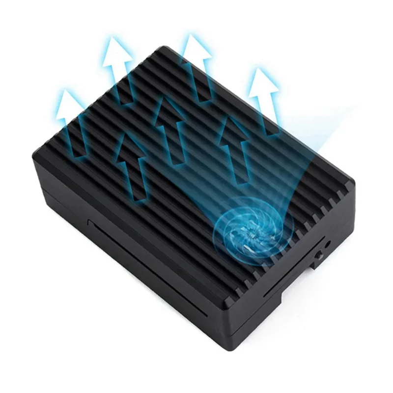 Para Raspberry Pi 5B Shell 5BE Radiante Alumínio Listrado Groove Shell