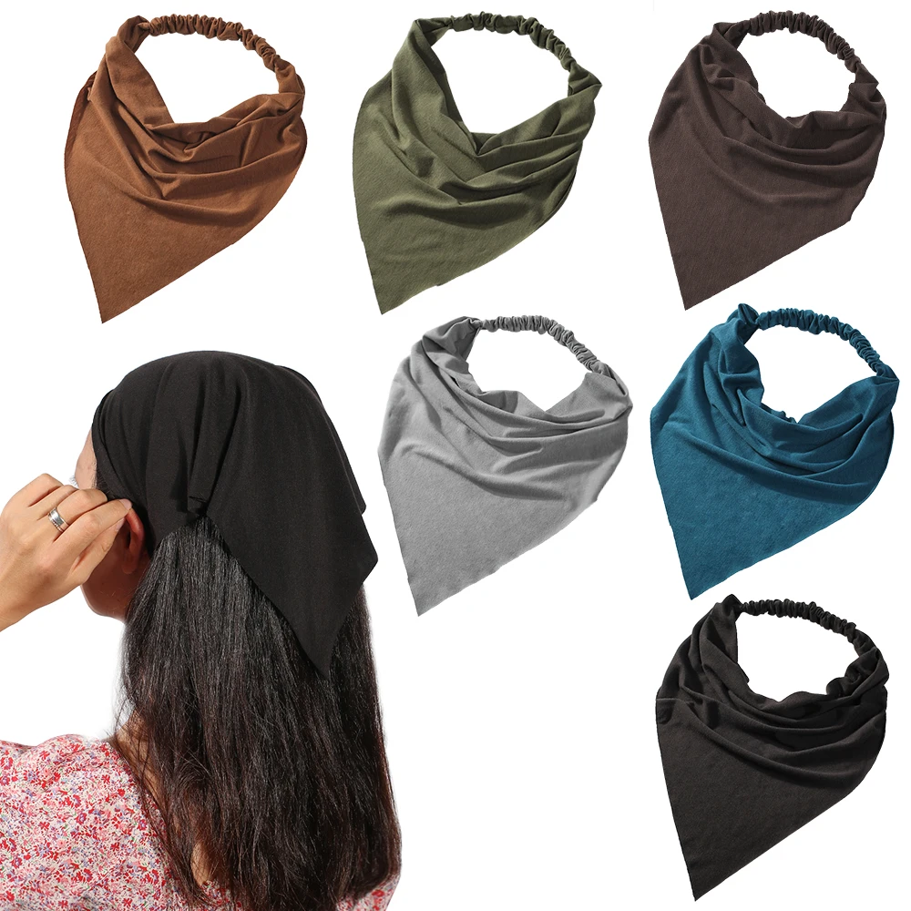 6 Pack Hair Scarf Boho Triangle Bandana Head Scarf Headwraps for Women Elastic Hair Bands Headband Hair Accessories Headwear