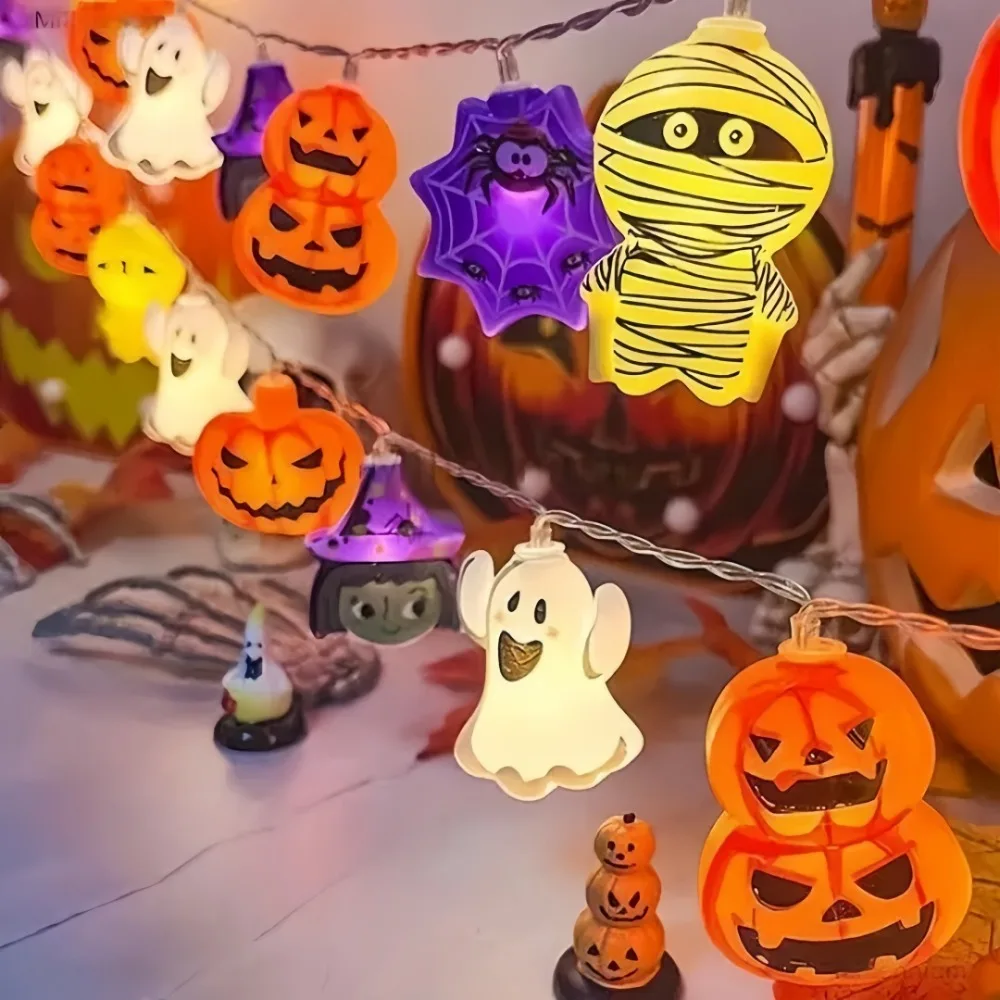 3M/1.5M Halloween Pumpkin Lantern String 20/10 LED Small Battery Box Colorful Lantern for Scene Decoration Ghost Festival Toys
