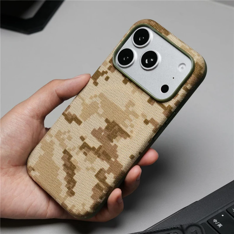 Trendy Camouflage Canvas Magnetic Case For iPhone 17Pro 16Pro 17Pro Max Matte Hit Color For Magsafe Hybrid Shockproof Back Cover