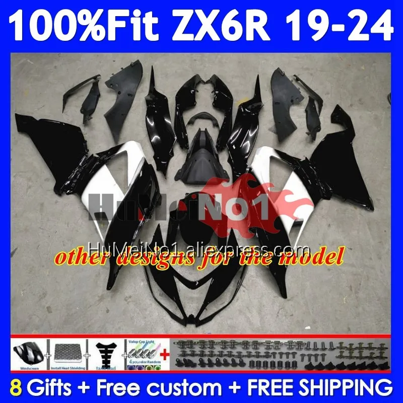 Body For KAWASAKI NINJA ZX 6R 636 ZX6R 19 20 21 22 23 250No.36 ZX-6R ZX-636 ZX636 2019 2020 2021 2022 Black white 2023 Fairing