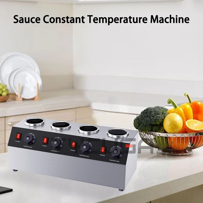 Sauce Warmer Commercial Electric Soy Jam Heater Multiple Bottles Chocolate Cheese Sauce Heating Warming Machine Stainless Steel