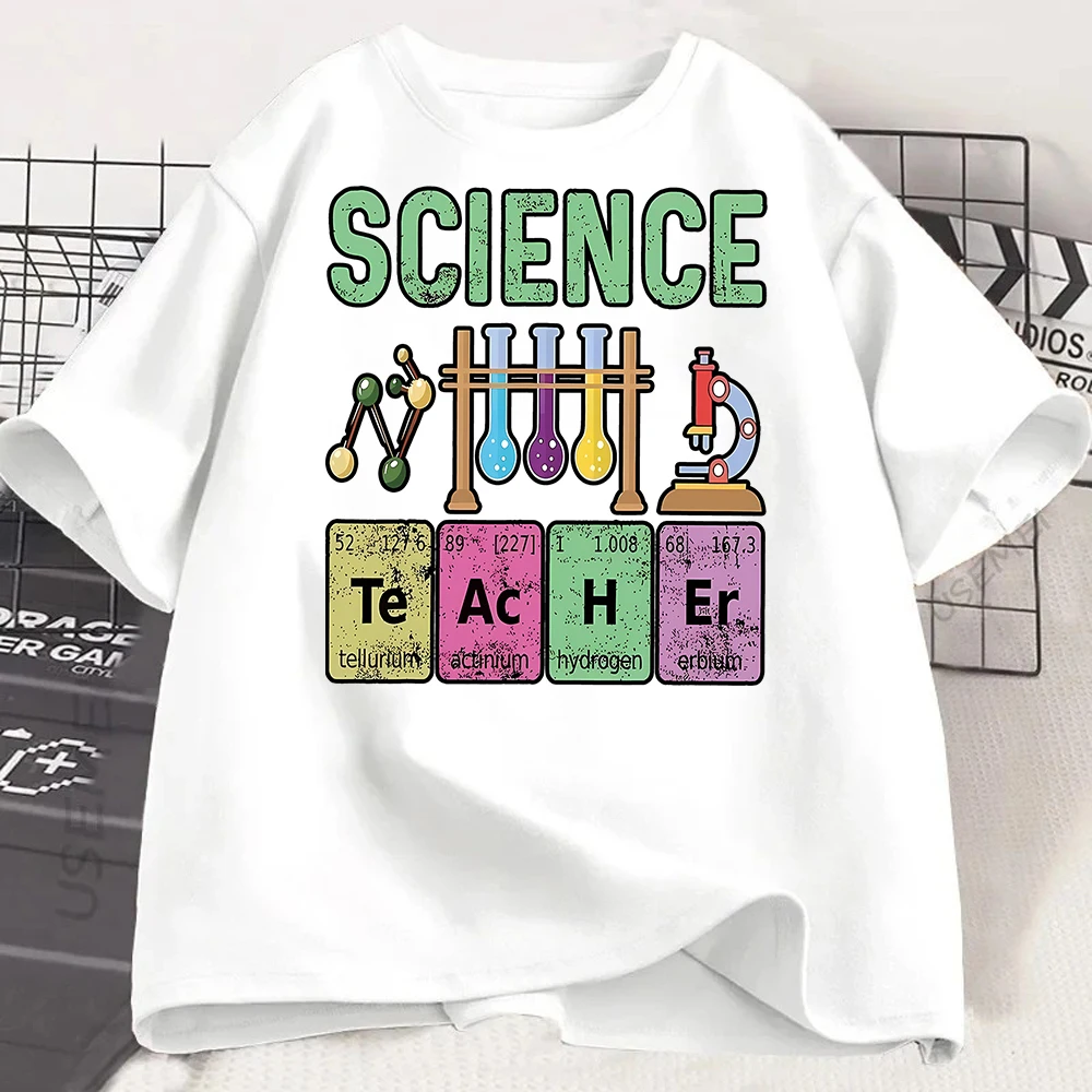 Harajuku Funny Gift Science Teacher Chemistry Biology Physics Teacher Student T-Shirt Men Clothing Custom Printed Streetwear