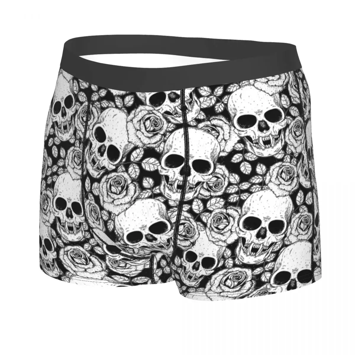 Custom Fashion Horror Skeleton Gothic Death Skull Boxers Shorts Panties Male Underpants Stretch Briefs Underwear