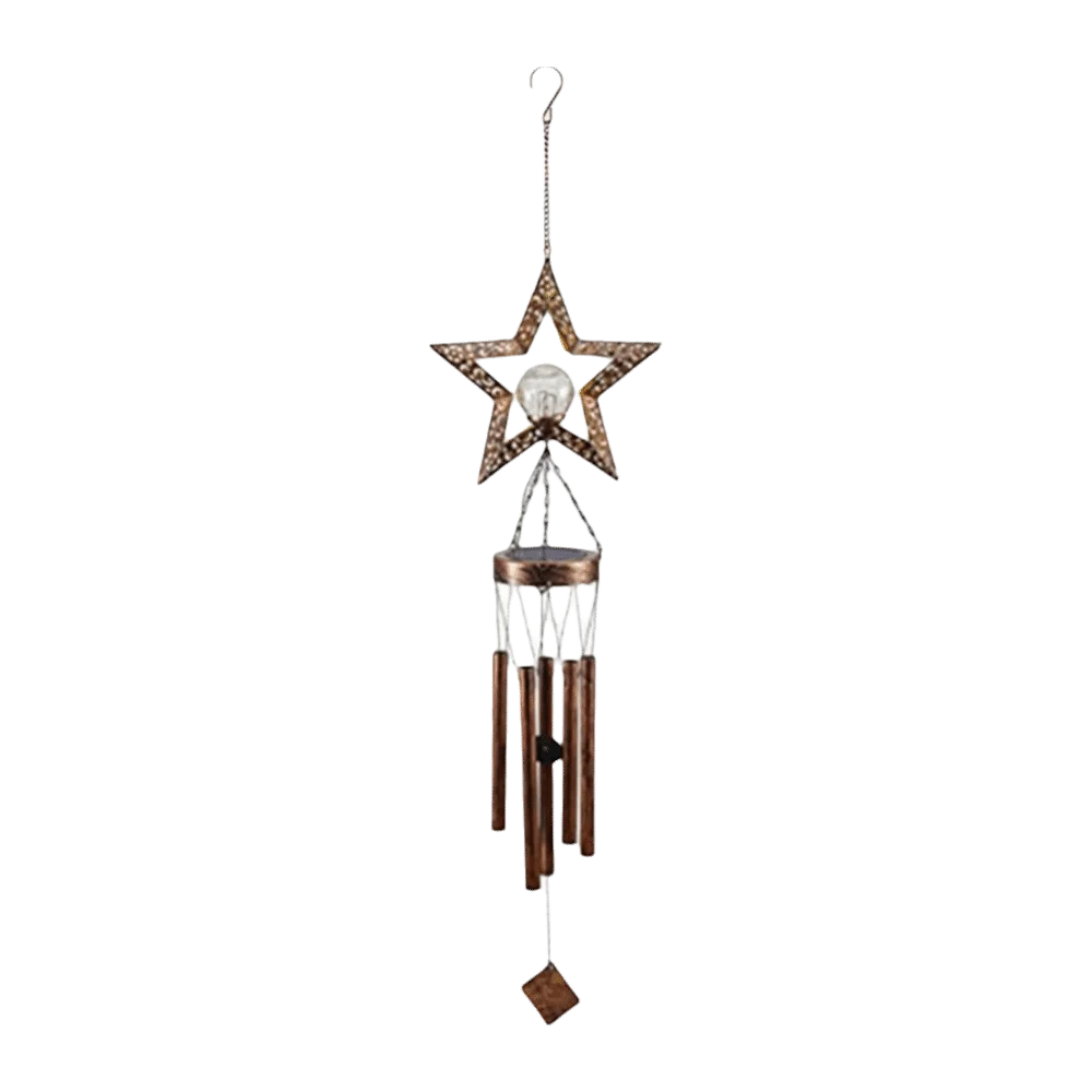 

Солнечные светильники с металлическими трубками, водонепроницаемые, уличные, подвесные, в форме луны, светодиодные, на солнечных батареях, ретро, креативные, ветряные колокольчики