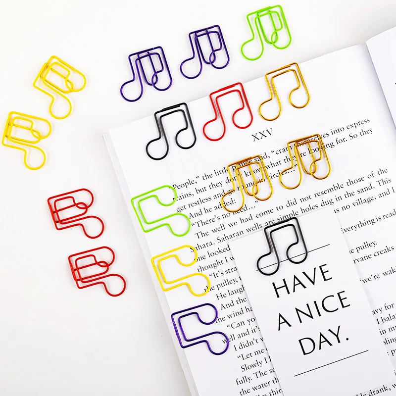 Plastic-coated Line Nice Color Music Note Paper Clip Shaped Creative Paper Clips For Planner Student Papers Classification Clip