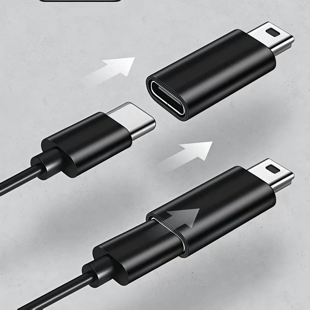 Adaptador de USB Tipo C a Mini USB, Convertidor de USB C Hembra a Mini USB Macho para GoPro Hero 3, Reproductor MP3, Cámara de Coche, Sincronización y Carga