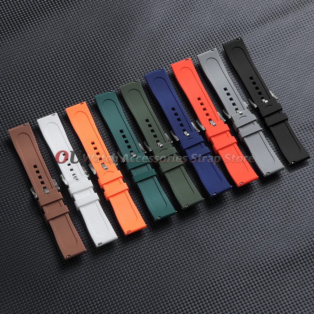 Silicone Watch Strap 20mm 22mm for Seiko for Rolex for Omega Quick Release Watchband Butterfly Buckle Rubber Women Men Bracelets image 3