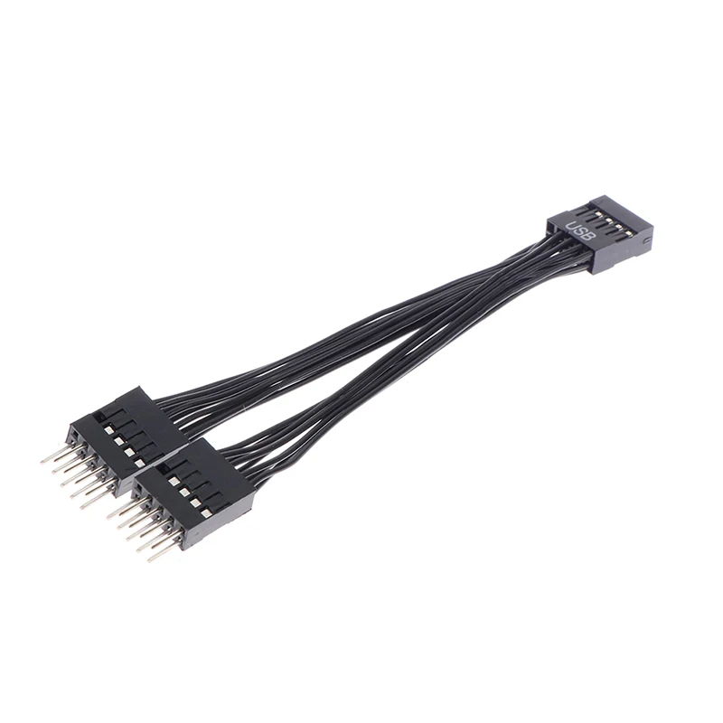 【1Pc Computer Motherboard USB Extension Cable 9 Pin 1 Female To 2 Male Y Splitter Audio HD Extension Cable For PC DIY 10cm】