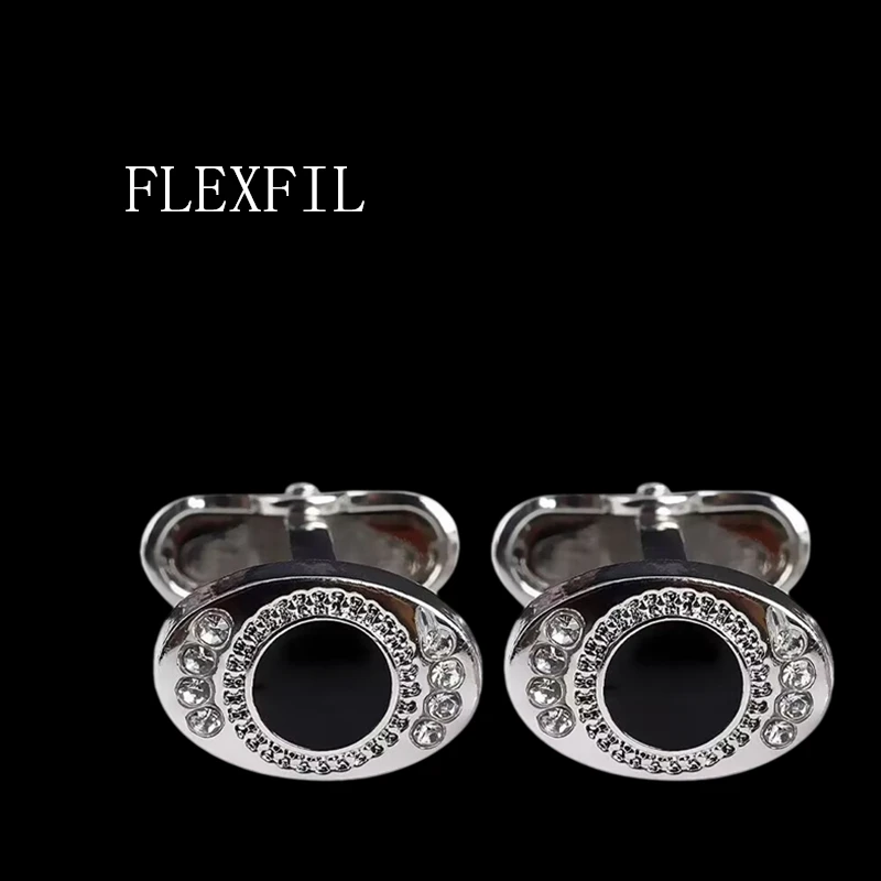 FLEXFIL Luxury shirt cufflinks for men's Brand cuff buttons cuff links gemelos High Quality crystal wedding abotoaduras Jewelry