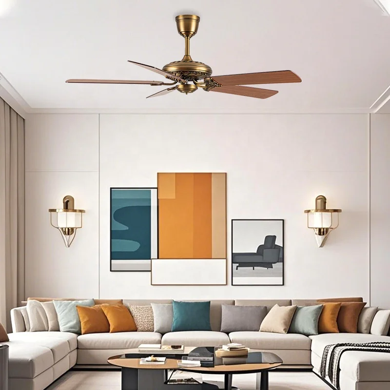 

Потолочный вентилятор с лопастями из фанеры, 56 дюймов, с пультом дистанционного управления, для домашнего использования