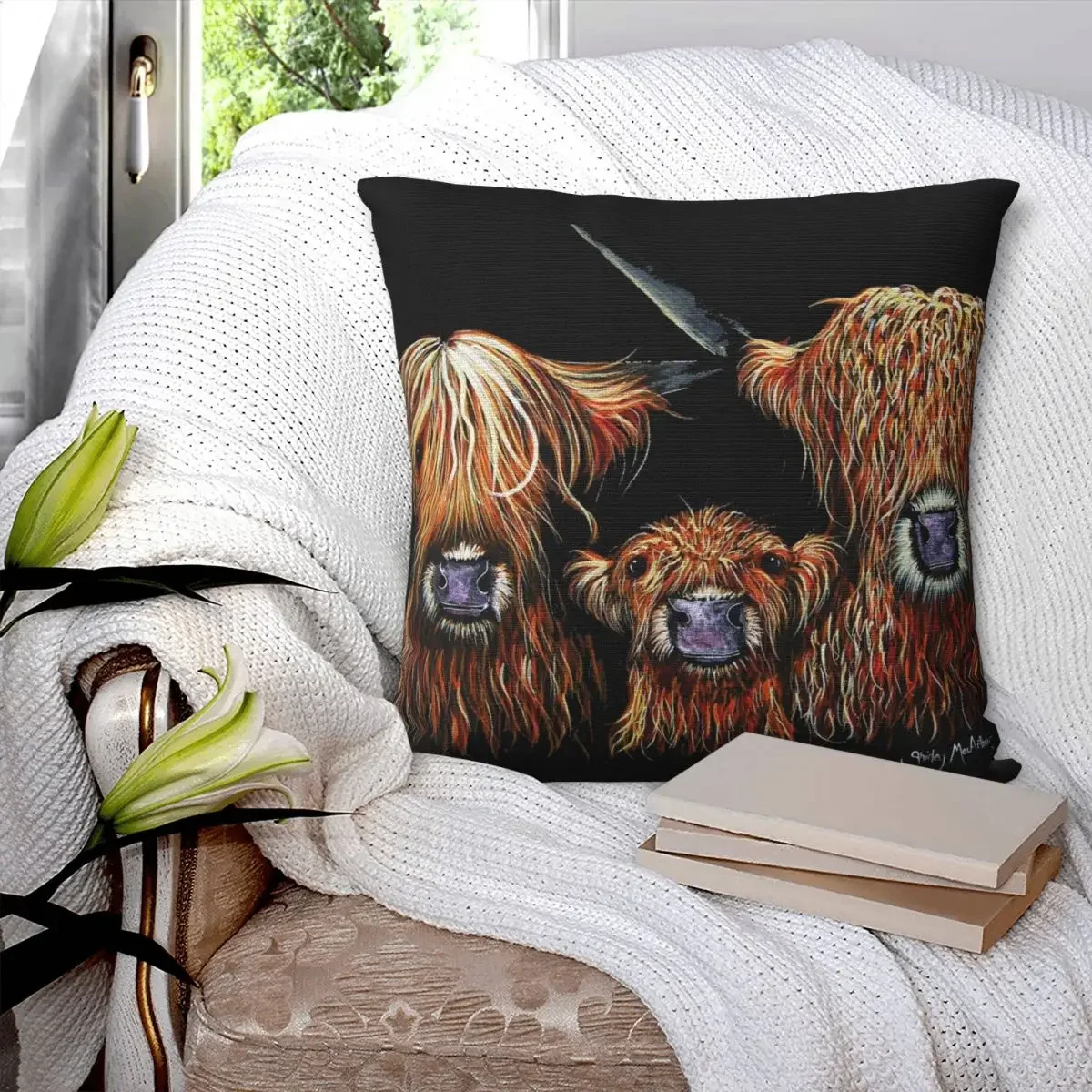 Scottish Highland Cows Pillowcase Polyester Pillows Cover Cushion Comfort Throw Pillow Sofa Decorative Cushions Used for Home