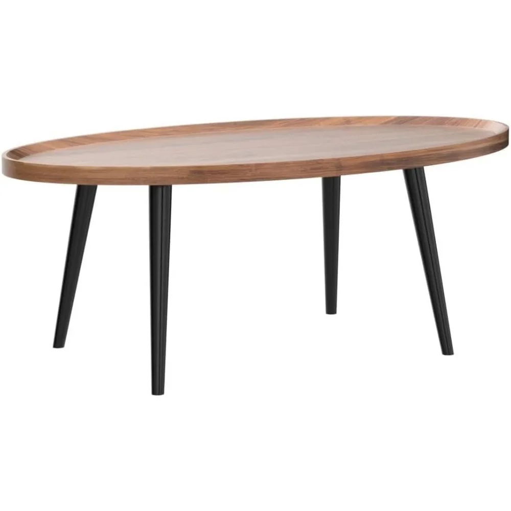 Mesa de centro de madera, mesas anidadas industriales, mesa de centro ovalada, mesa de té, mesa de sofá moderna, mesas auxiliares, café de apartamento (32