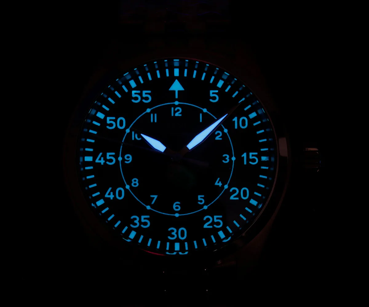 Cronos Pilot Flieger Men Watches 39mm Quartz VH31 Stainless Steel 100M Waterproof  Super Lum Domed Sapphire Crystal Glass L6057M