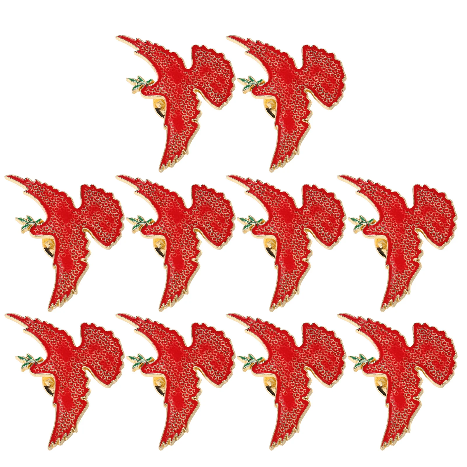 

10pcs Peace Dove Brooch: Metal Brooch With Olive Branch For Clothing Backpacks Scarves Everyday Wear Animal Bird Pin Badge Lapel