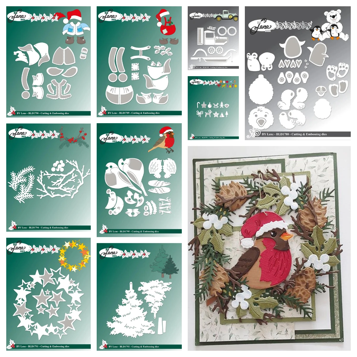 

2025 New Christmas Tree Branches and Berries Robin Star Wreath Metal Cutting Dies DIY Scrapbooking Greeting Card Template Molds
