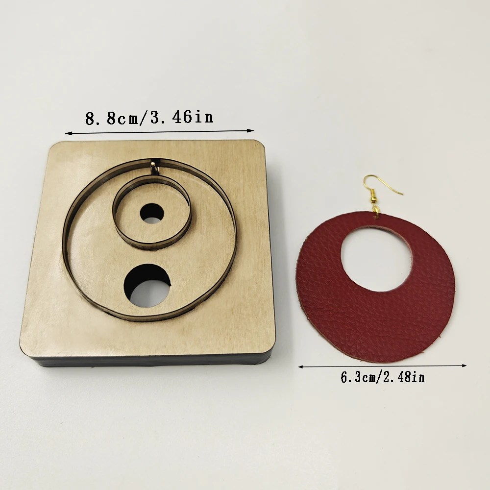 

Wooden leather cutting mold for a circular earring, knife cutting machine, DIY handmade craft production