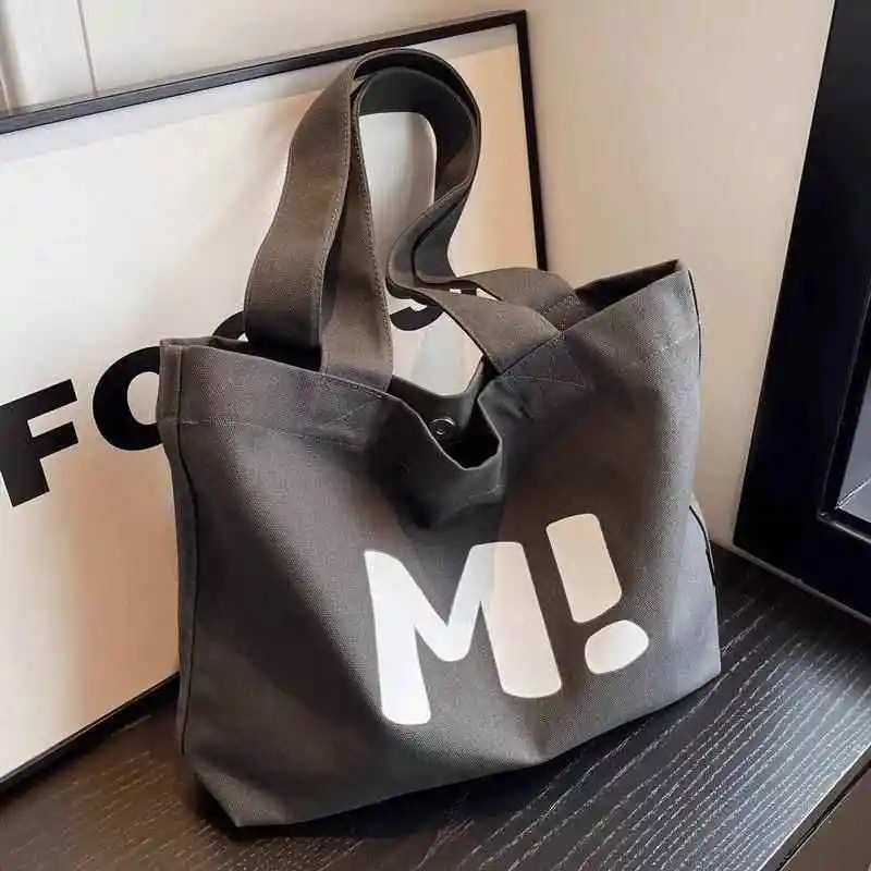 Large Capacity Canvas Tote Bag Student Commuter Versatile Printed Shoulder Bag Practical Shopping Class Bag Fashionable Shopping