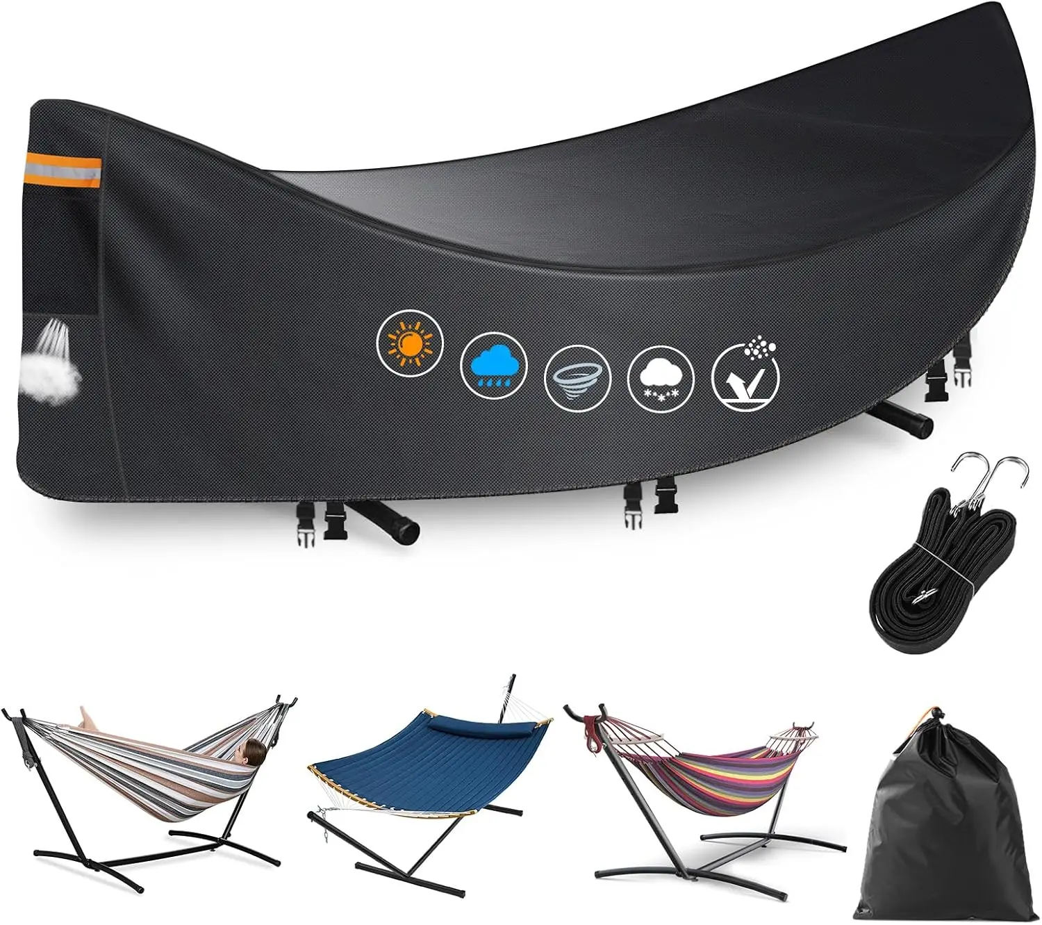 

Waterproof Hammock Cover with Air Vents, Fits 11-12ft Stands for All-Weather Outdoor Protection