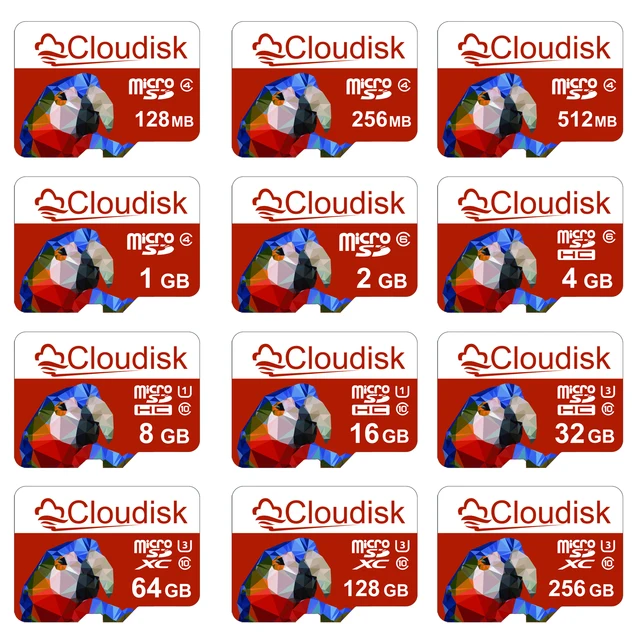 Karta pamięci Cloudisk 128GB 256GB U3 Motyw Papugi TF Micro SD 64GB 32GB 16GB 8GB 4GB 2GB 1GB C10 Do Telefonu Tabletu