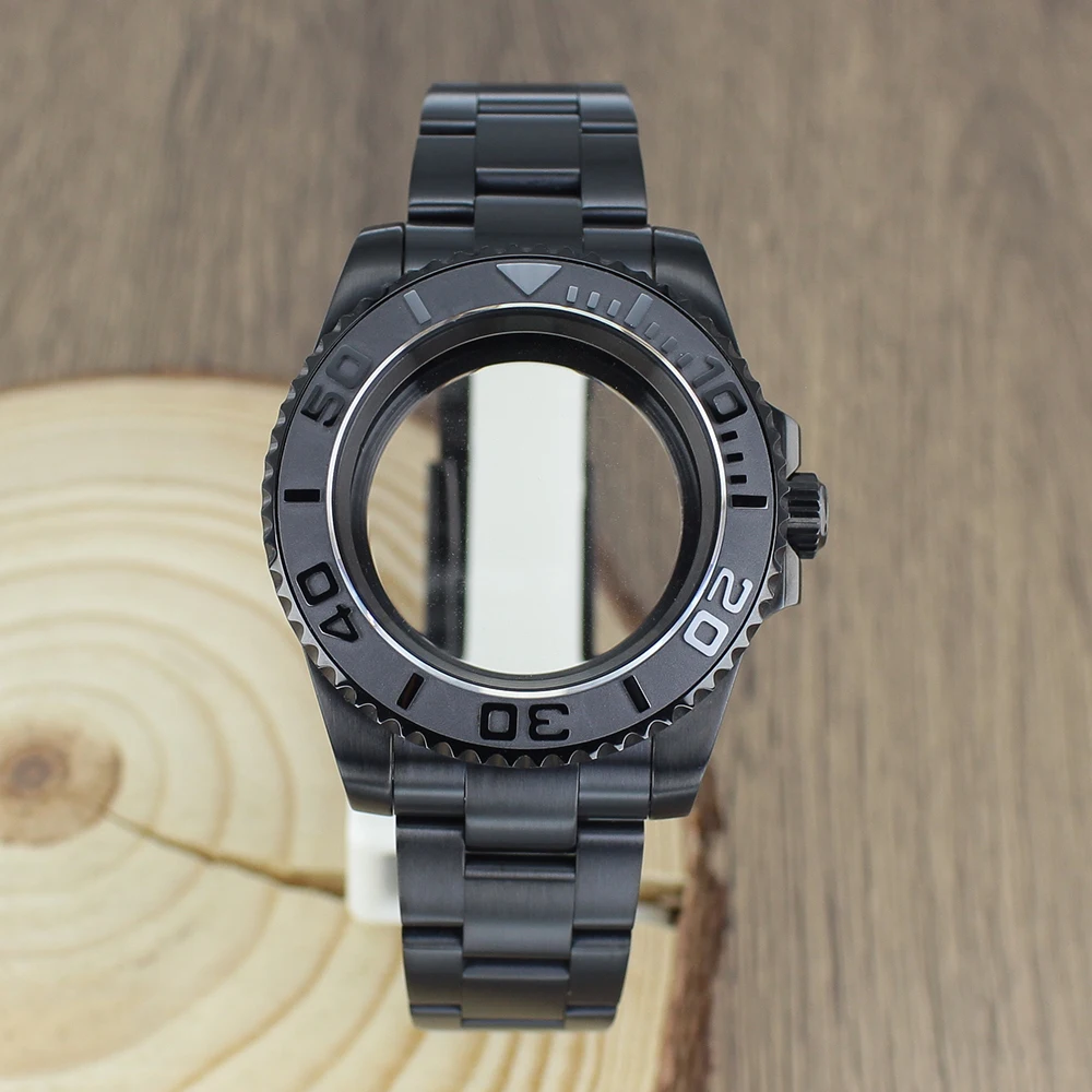 

40mm Good Quality Watch Case for NH34 NH35 SUB NH36 8215 2824 Movement Black Yacht Design Style Watch Case Oyster Strap Sapphire