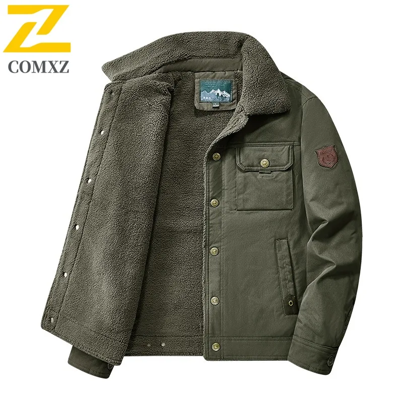 

COMXZ Fleece Coat Warm Thickened Cold Proof Windproof Travel Work Windbreaker Jacket High Quality Hiking Jackets Men's Clothing