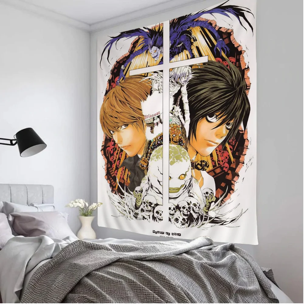 مذكرة الموت نسيج طباعة كبيرة جدار الفن الخيال العلمي غرفة المعيشة ديكور المنزل بطانية لغرفة النوم النوم تصميم الجدار الشنق
