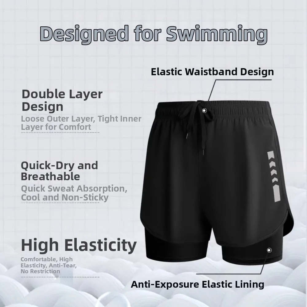 

Full Set Men's Swimsuit Anti Awkward Swim Pants Hot Spring Swimwear Comfortable Quick-Dry Adult Swimwear Men's Swimwear