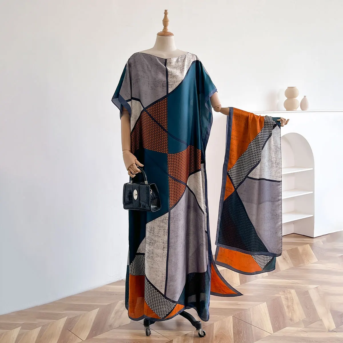 

НОВИНКА: Модное летнее платье с большим платком, кафтан в стиле Дубай/Турция, мусульманская свободная абайя, женская африканская повседневная макси-рубашка с цветочным узором и шалью.