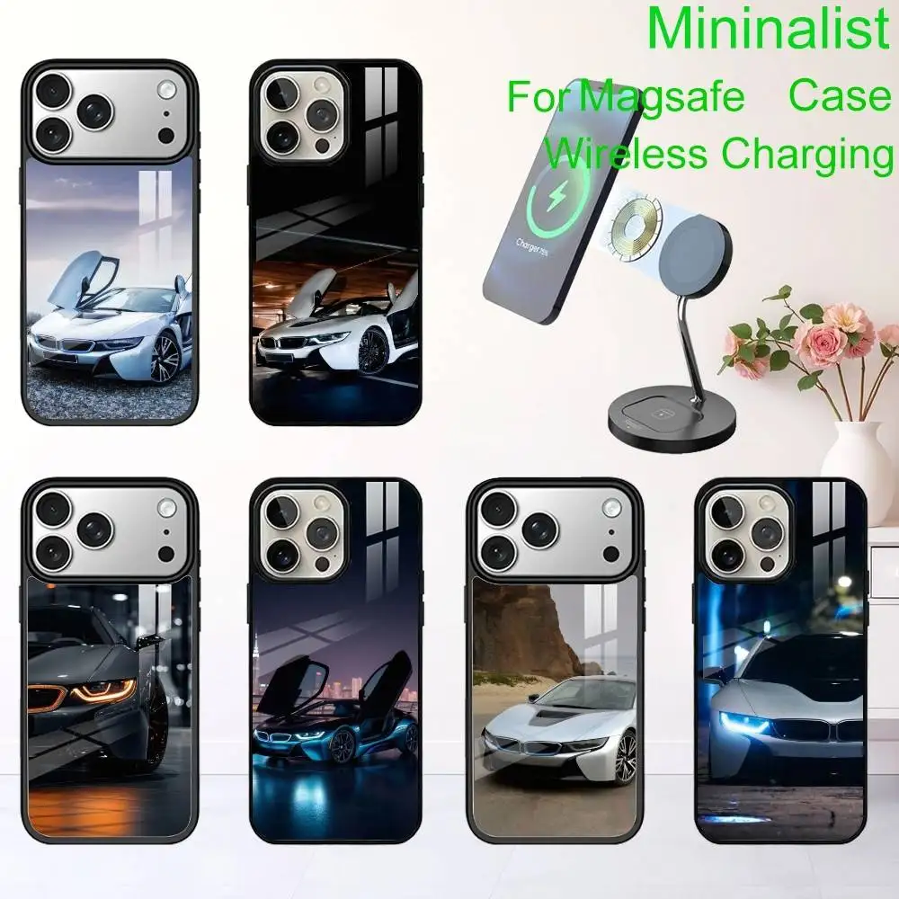 

I8 New Energy Supercar Phone Case For iPhone17,16,15,14,13 Plus,Pro Max Magnetic For Magsafe Wireless Charging