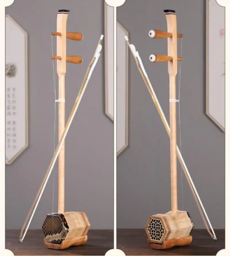 Log Python Skin Erhu Chinese Traditional Characteristic String Instruments Stage Performance Professional Erhu with Accessories