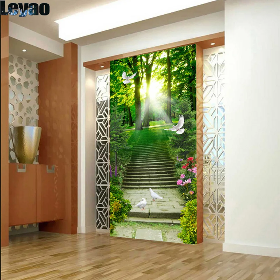 diy diamond Painting Green Forest Sunshine Stairs Pastoral Wall Art 5d full diamond Embroidery landscape mosaic kits home decor