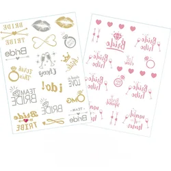 1PCS Wedding Bride Rose Gold Letter Foil Stamping Tattoo Sticker Silver Wedding Bridal Single Party  Large Waterproof Stickers