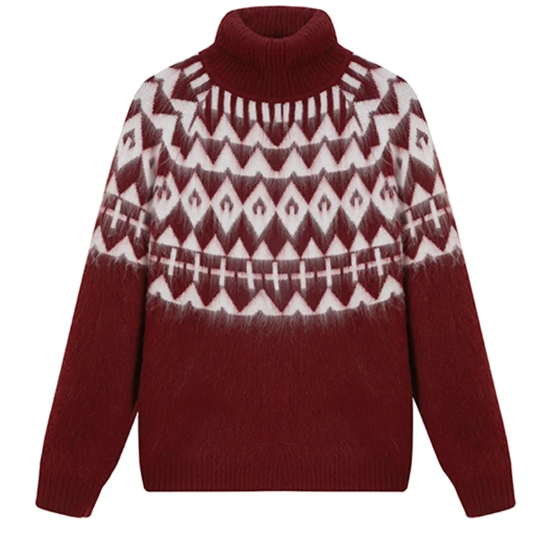 

Acrylic Blends Elastic Men Sweater Turtleneck Pullovers Knitwear Winter Quality Silky Comfortable Print Casual Sueters De Hombre