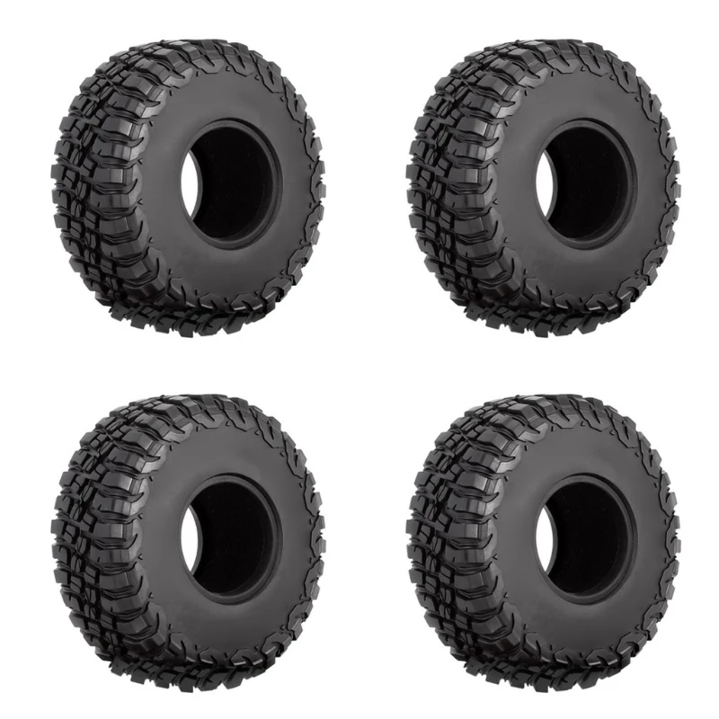 4PCS 1.9inch Rubber Mud Wheel Tyre Crawler Truck Tires with Foams Insert for 1/10 Rock Crawling Off-Road Car