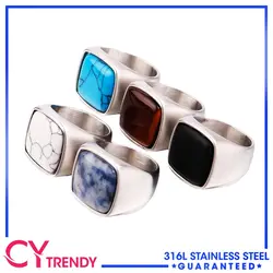 Black Onyx, Tiger Eye, White Dotted Sapphire, Turquoise Stone Rings Size 5 - 15