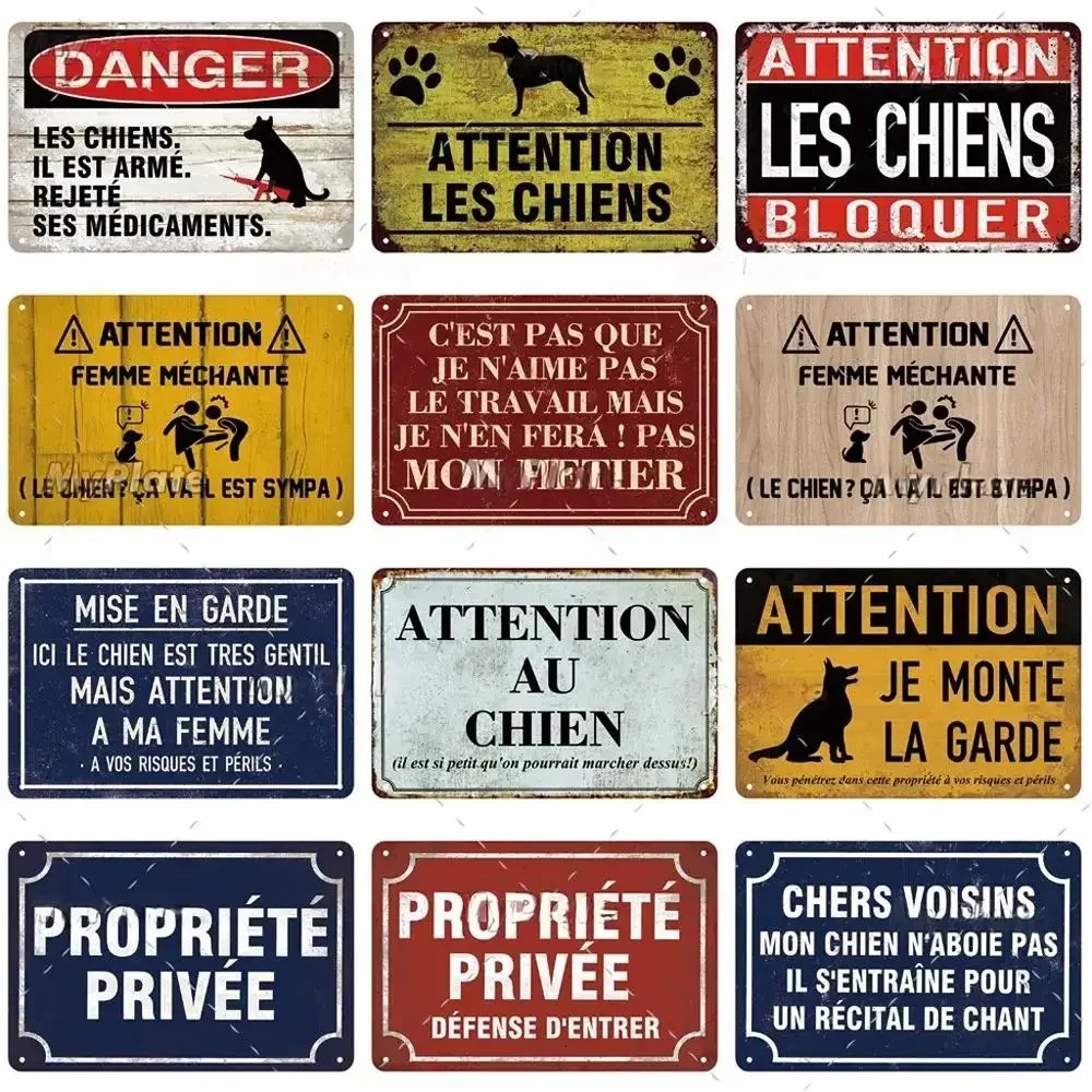 Vintage Français Avertissement métal étain Plaque décorative affiche maison extérieur Club Man Dong bar hôtel mur décoration