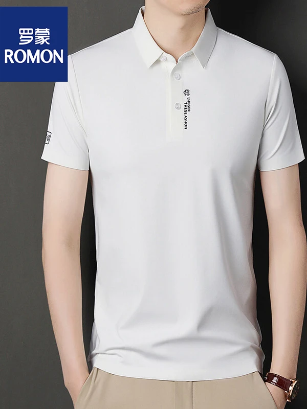 

Мужская летняя футболка из высококачественного ледяного шелка, повседневная, для зрелых мужчин, в городском стиле, модный топ