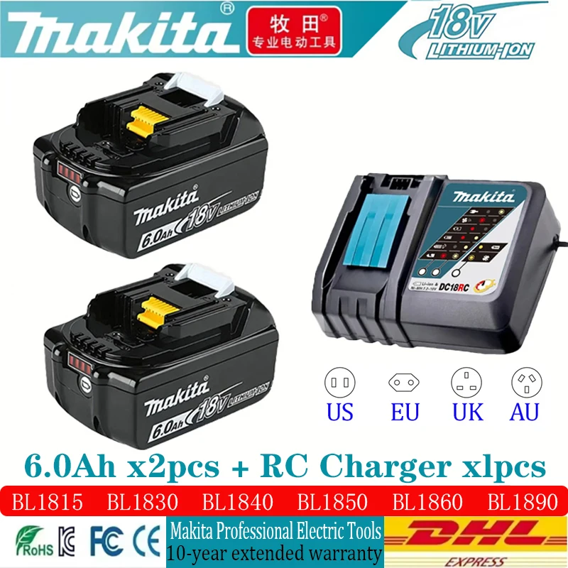 

Original makita 18V 6Ah/5Ah/3Ah 18650 lithium Battery Replacement BL1830B BL1850B BL1850 BL1840 BL1860 BL1815 Tool battery