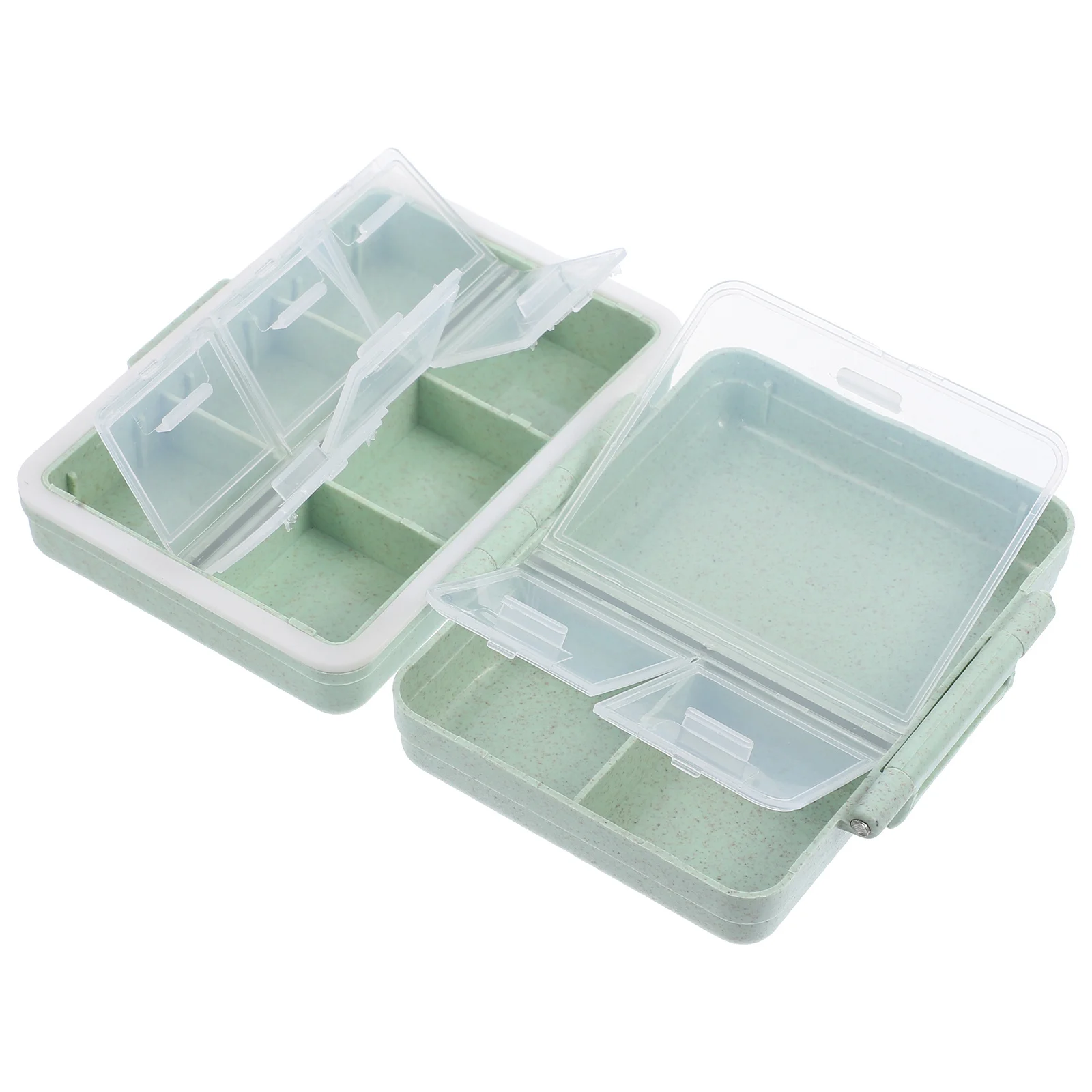 حافظة طبية مدمجة متعددة الشبكات منظم حبوب الدواء محمول للاستخدام اليومي قابل للفصل مادة قش القمح Pp مقاومة للاهتراء وخفيفة الوزن #6