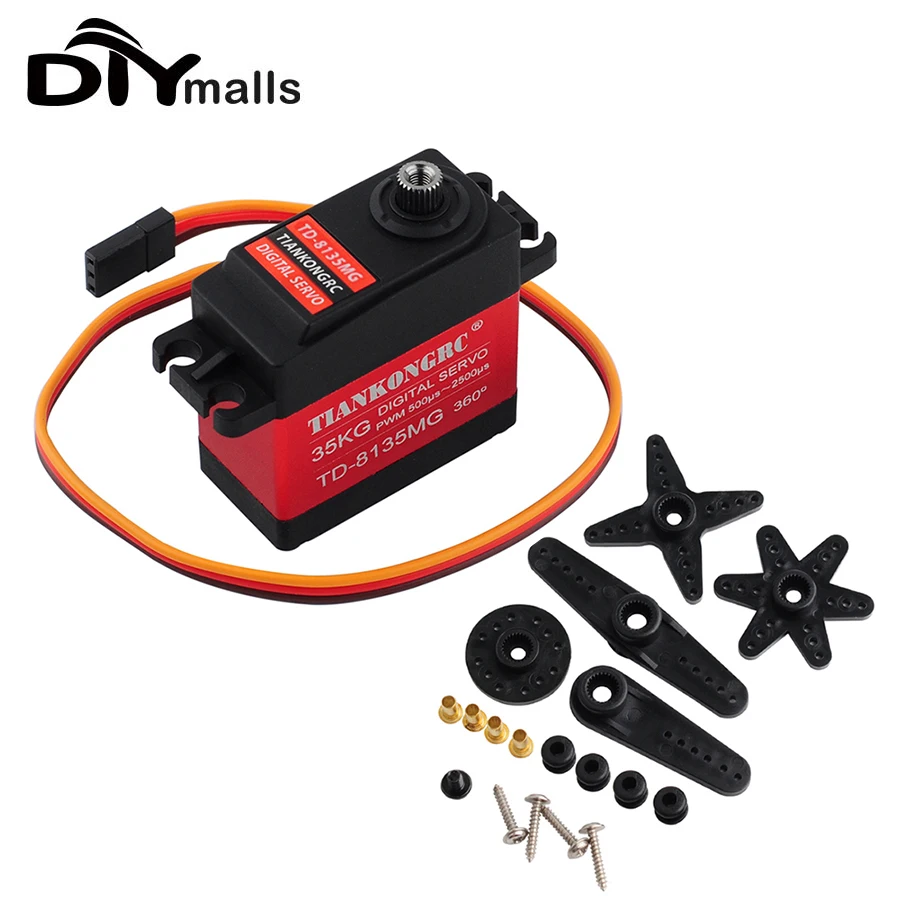 

DIYmalls TD-8135MG 35 кг, 360 градусов, цифровой, без сердечника, большой крутящий момент, металлическая Шестерня для DIY Robot