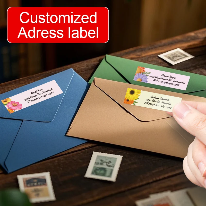 

Персонализированные водонепроницаемые наклейки-конверты для Parcels и почтовых ящиков — винтажные самоклеящиеся адресные этикетки с индивидуальным текстом