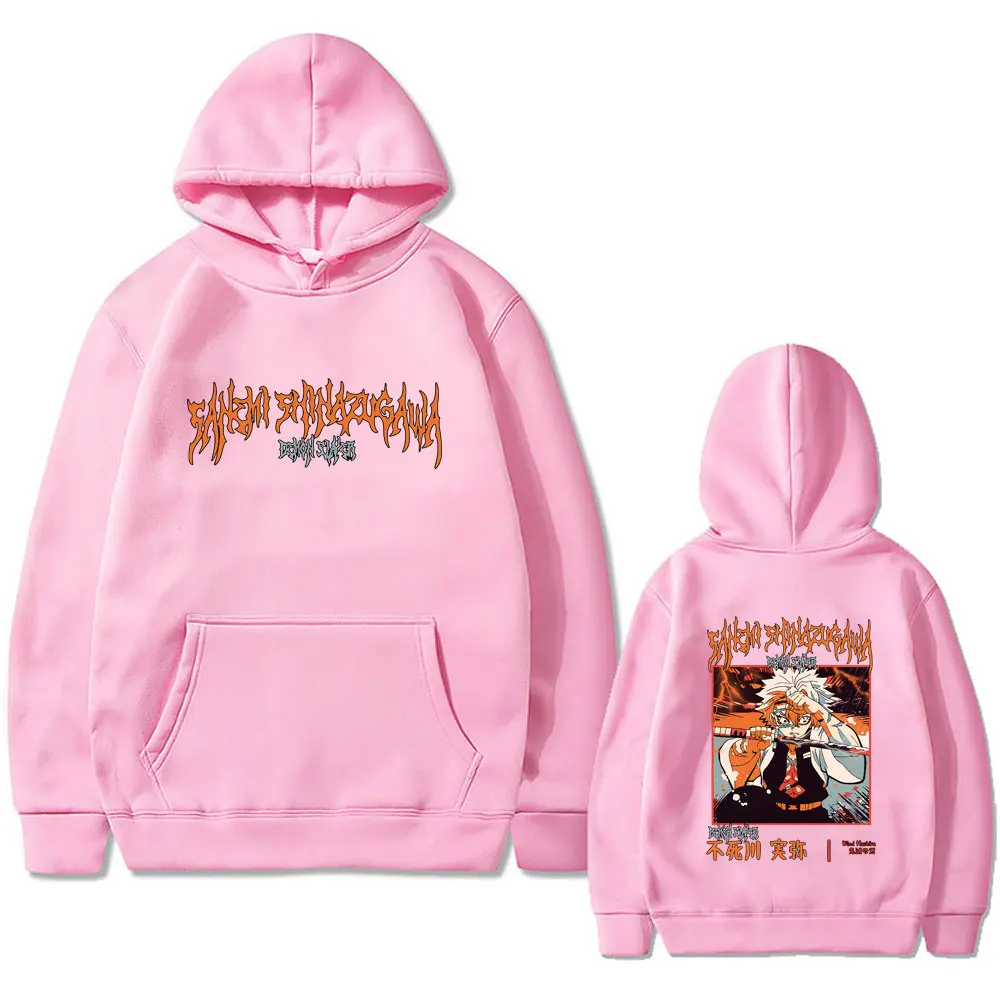 Anime Demon Slayer Shinazugawa Sanemi Graphic Hoodie Men Women High Quality Fleece Cotton Hoodies Male Vintage Hooded Sweatshirt