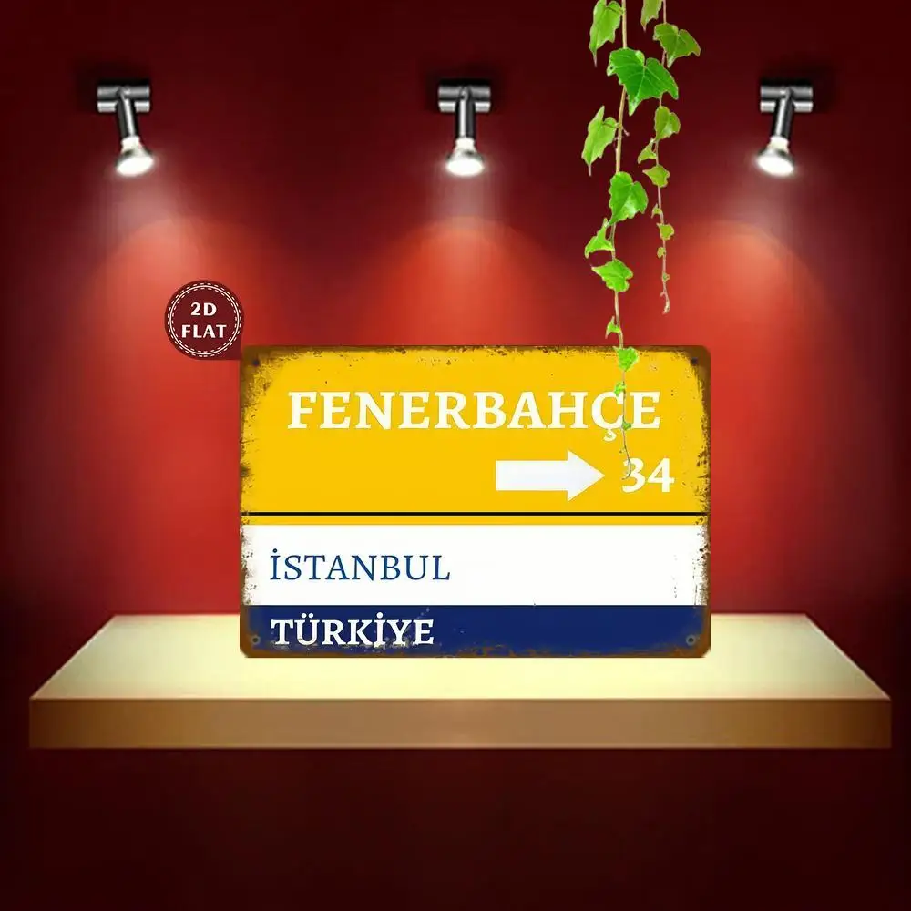 Vintage Metal Wall Art Sign - Istanbul,Fenerbahçe Directional Plaque with Turkish Design, Waterproof Dustproof Iron Retro