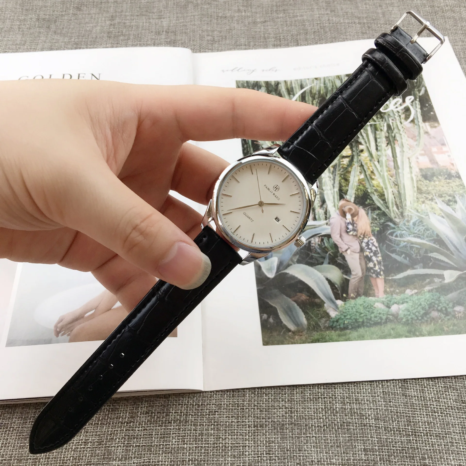 ZH109 ساعة رجالية عصرية، ساعات حزام كاجوال وبسيطة، ساعات كوارتز مزاجية، ساعات عمل، هدايا، ساعات للرجال