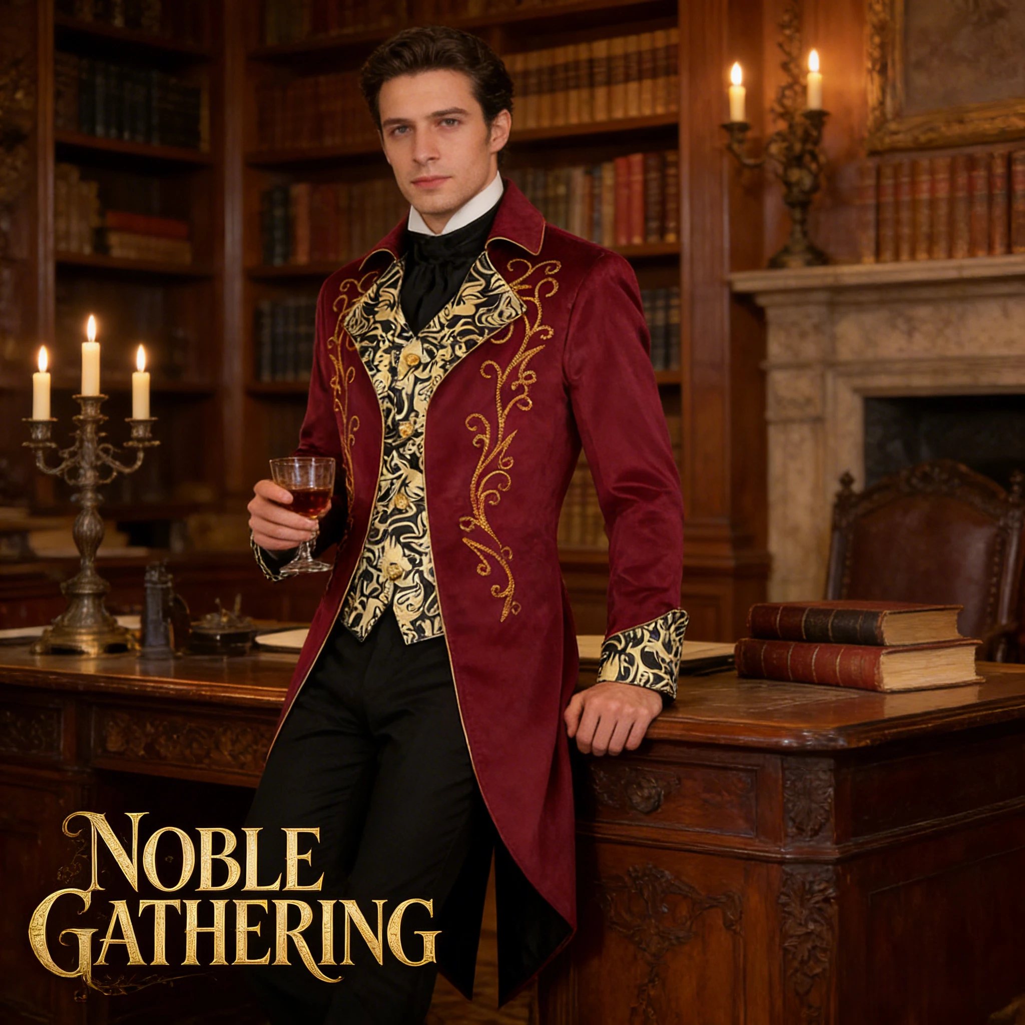 

Весенне-осенний новый мужской фрак в средневековом ретро-стиле с воротником-стойкой, длинными рукавами, для официальных мероприятий и сценических выступлений