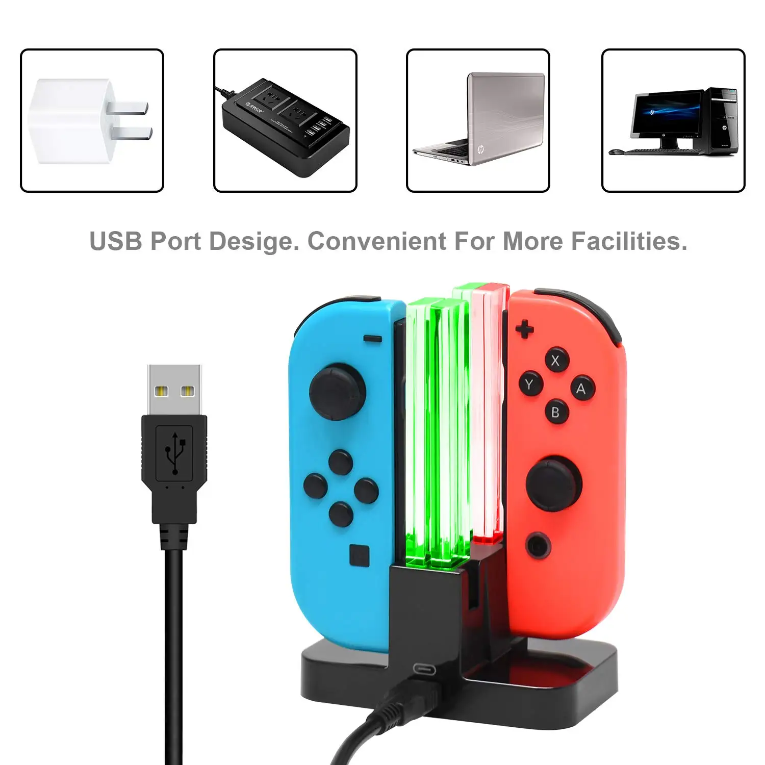 4 In 1 Ladestation Dock Station Für Nintendo Schalter LED Anzeige Für NS Joypad Controller für Schalter Zubehör